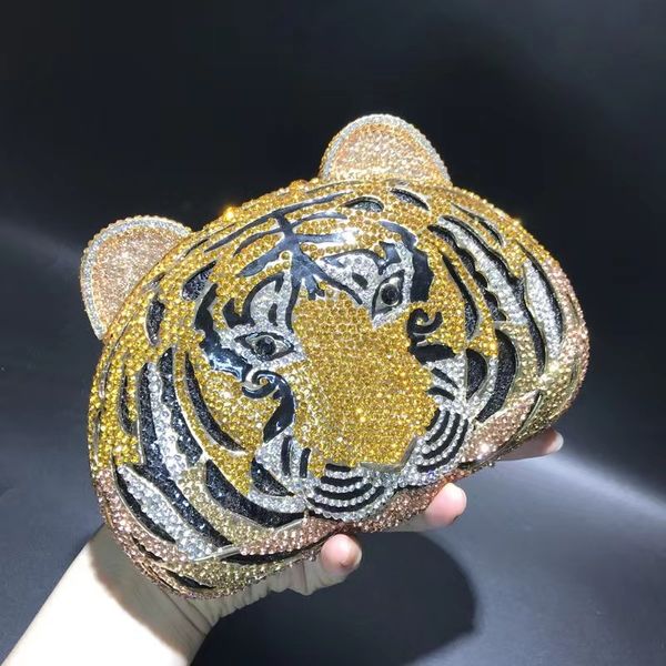 tiger head rhinestone strand hollow metal crystal dinner bag handmade diamond set women's handbag bl054, Black
tiger head rhinestone strand hollow metal crystal dinner bag handmade diamond set women's handbag bl054, Black