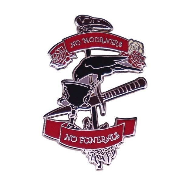"there is no funeral without mourners" crow drinking brooch literature works six crow inspiration badges clothes pin accessories, Blue
"there is no funeral without mourners" crow drinking brooch literature works six crow inspiration badges clothes pin accessories, Blue