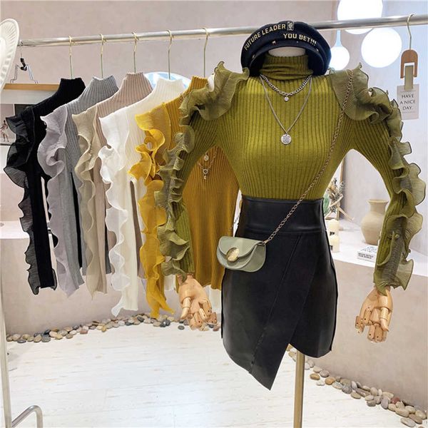 women's sweaters new women's clothing 2022 autumn winter ruffle knit shirt high collar bottoming shirt long sleeve sweater t221019, White;black
women's sweaters new women's clothing 2022 autumn winter ruffle knit shirt high collar bottoming shirt long sleeve sweater t221019, White;black