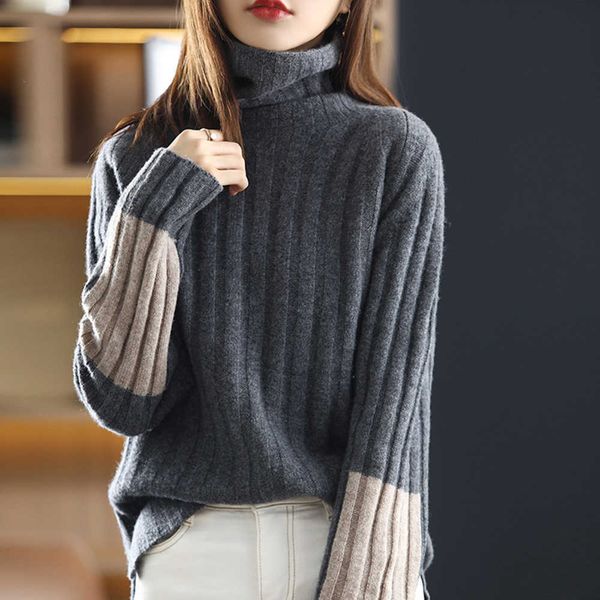 women's sweaters korean sweater high-neck women's autumn and winter 2022 new fashion color matching pit strip casual thickened bot, White;black
women's sweaters korean sweater high-neck women's autumn and winter 2022 new fashion color matching pit strip casual thickened bot, White;black