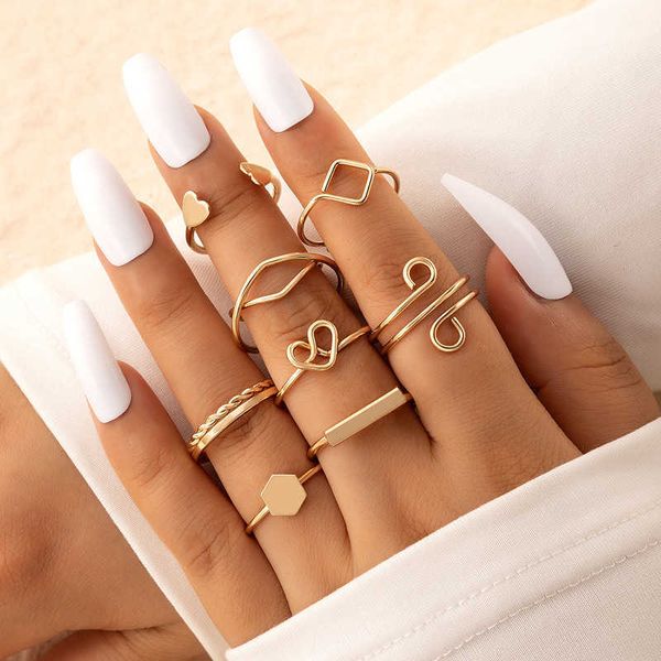 jewelry heart hollow open eight piece ring set simple geometry fried dough twist ring set, Silver
jewelry heart hollow open eight piece ring set simple geometry fried dough twist ring set, Silver