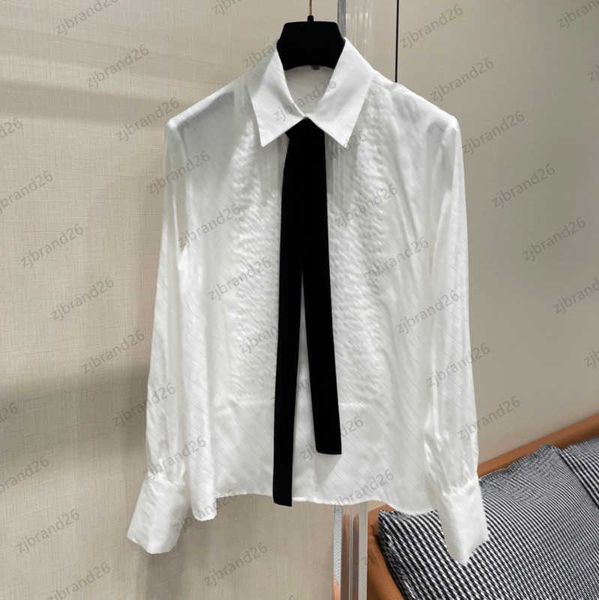 designer womens blouses removable ribbon dark logo retro court style shirts rhinestone buttons adorn the lapel blouse simple joker women clo, White
designer womens blouses removable ribbon dark logo retro court style shirts rhinestone buttons adorn the lapel blouse simple joker women clo, White