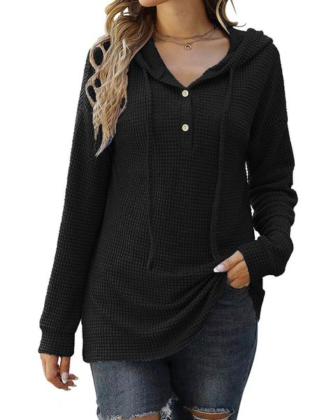 women pullover sweater hoodies casual loose button up v neck knitted long sleeve hooded sweatshirts henley, Black
women pullover sweater hoodies casual loose button up v neck knitted long sleeve hooded sweatshirts henley, Black