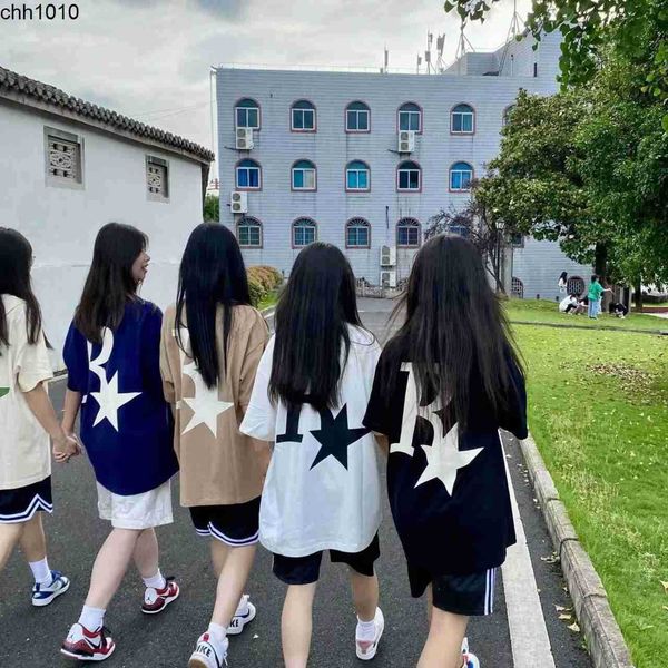 designer tee cotton back wrap neck american r star printed t-shirt couple loose versatile simple female fashion, White;black
designer tee cotton back wrap neck american r star printed t-shirt couple loose versatile simple female fashion, White;black