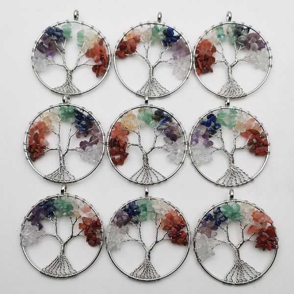 life tree 7 chakra natural crystal stone necklace pendant special root design rainbow color bh003, Silver
life tree 7 chakra natural crystal stone necklace pendant special root design rainbow color bh003, Silver