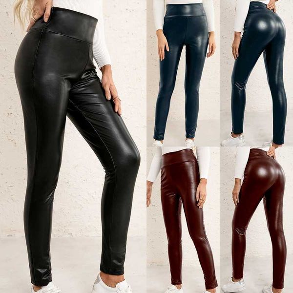 women's leggings black autumn pu leather pants women high waist skinny push up leggings elastic trousers stretch leggings t221020
women's leggings black autumn pu leather pants women high waist skinny push up leggings elastic trousers stretch leggings t221020