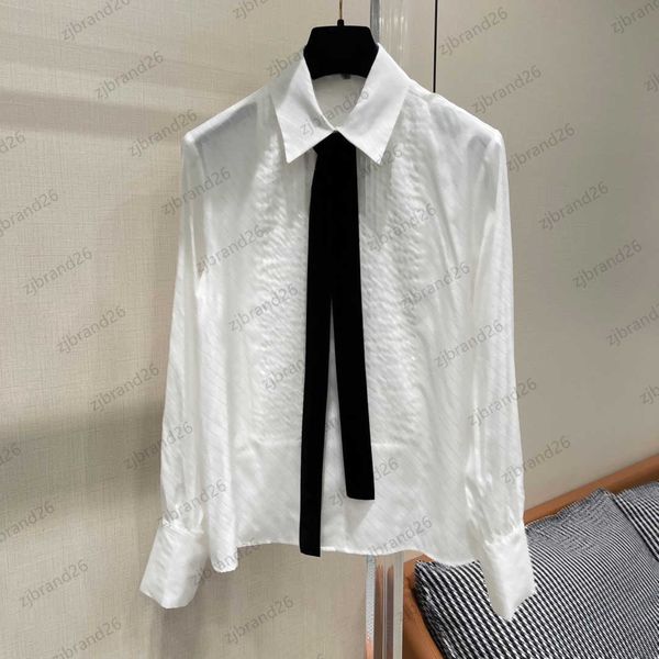 designer womens blouses removable ribbon dark logo retro court style shirts rhinestone buttons adorn the lapel blouse simple joker women clo, White
designer womens blouses removable ribbon dark logo retro court style shirts rhinestone buttons adorn the lapel blouse simple joker women clo, White
