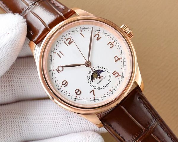 men's mechanical watch 42mm rose gold dial eta2824-2 super movement fully automatic winding lunar phase function sapphire mirror waterp, Slivery;brown
men's mechanical watch 42mm rose gold dial eta2824-2 super movement fully automatic winding lunar phase function sapphire mirror waterp, Slivery;brown