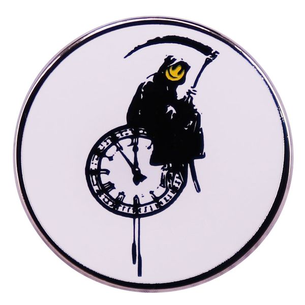other fashion accessories banksy-grim reaper clock enamel pin graffiti art badge, Silver
other fashion accessories banksy-grim reaper clock enamel pin graffiti art badge, Silver