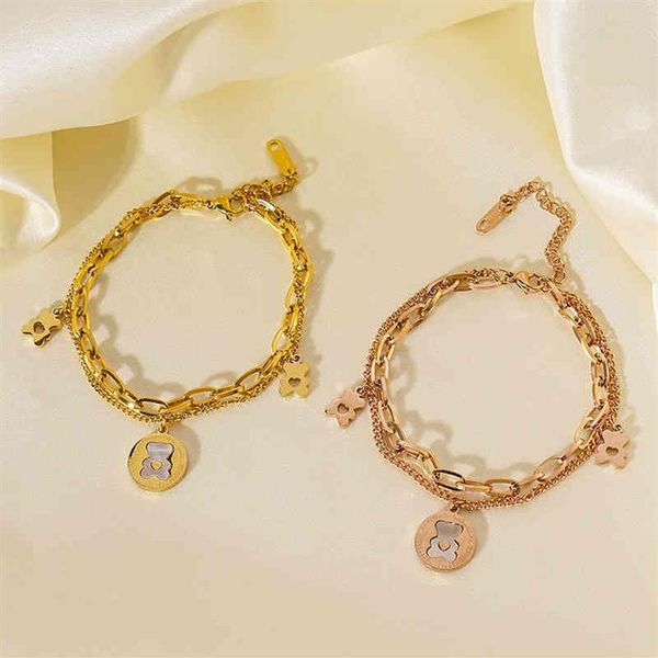 little bear female titanium steel 2021 new mother shell inlaid double-layer bracelet accsori244z, Golden;silver
little bear female titanium steel 2021 new mother shell inlaid double-layer bracelet accsori244z, Golden;silver