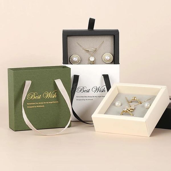 paper drawer jewelry box ring necklace packaging gift boxes display cases with handle for wedding proposal, Black;white
paper drawer jewelry box ring necklace packaging gift boxes display cases with handle for wedding proposal, Black;white