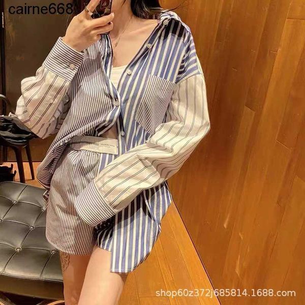 women's blouses designer shirts autumn new color contrast stripe alexanders splice loose collar irregular shirt women wangs, White
women's blouses designer shirts autumn new color contrast stripe alexanders splice loose collar irregular shirt women wangs, White