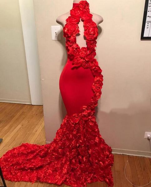 red mermaid arabic dubai prom dress long 2023 high neck cut-out front handmade 3d flowers backless evening formal gown vestidos de gala, Black
red mermaid arabic dubai prom dress long 2023 high neck cut-out front handmade 3d flowers backless evening formal gown vestidos de gala, Black