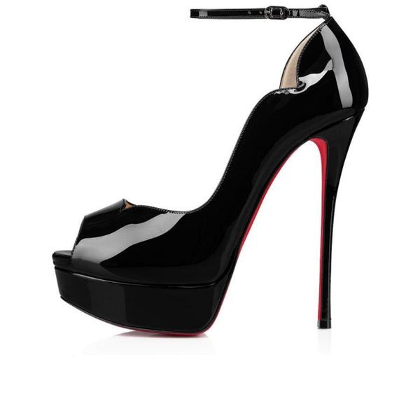 high heel sandals shoes evening dress sandals women's red soles luxury round chick alta 150mm summer thick fish mouth ankle strap paten, Black
high heel sandals shoes evening dress sandals women's red soles luxury round chick alta 150mm summer thick fish mouth ankle strap paten, Black