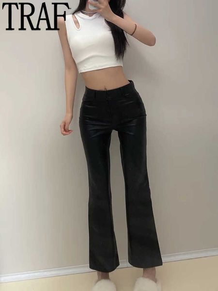 women's leggings traf black faux leather pants women high waist flare pants women autumn flare leggings woman trousers streetwear pants
women's leggings traf black faux leather pants women high waist flare pants women autumn flare leggings woman trousers streetwear pants