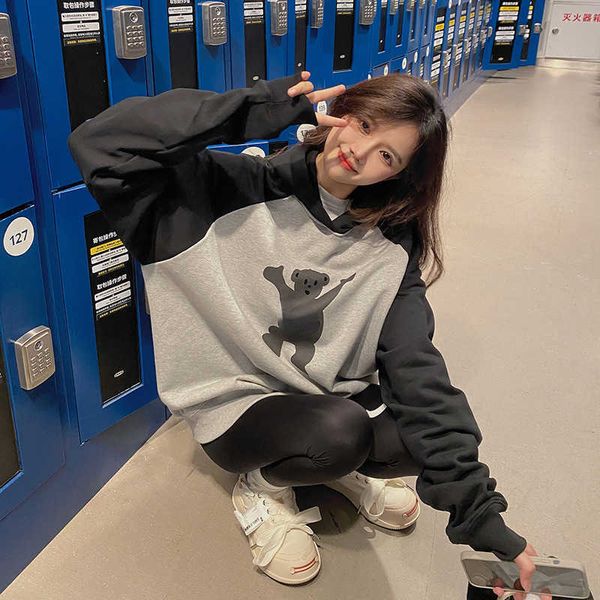 women's hoodies sweatshirts high version flocked little bear raglan plush hoodie women's loose, Black
women's hoodies sweatshirts high version flocked little bear raglan plush hoodie women's loose, Black