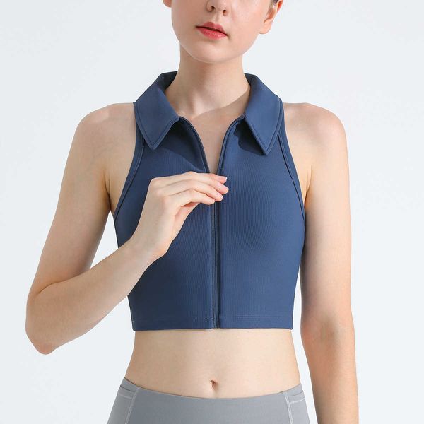 lu-05 nude yoga tank sports bra rib breathable sports underwear women's polo vest zipper shock shirt tee, White
lu-05 nude yoga tank sports bra rib breathable sports underwear women's polo vest zipper shock shirt tee, White