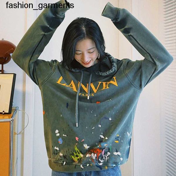 men's hoodies designer sweatshirts fashion brand old hooded drawstring splash lanvins ink letter women's sweater, Black
men's hoodies designer sweatshirts fashion brand old hooded drawstring splash lanvins ink letter women's sweater, Black