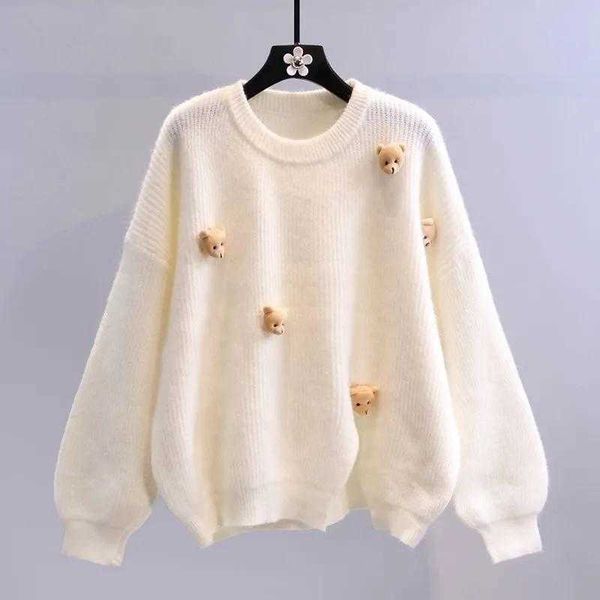 women's sweaters 2022 winter fall fashion women sweater pullovers split candy color bear korean kawaii long knitted oversized, White;black
women's sweaters 2022 winter fall fashion women sweater pullovers split candy color bear korean kawaii long knitted oversized, White;black