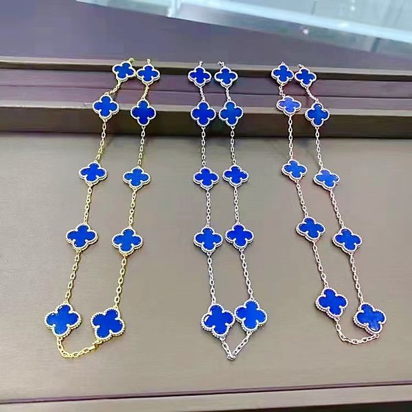 18k gold jewelry designer women's necklace color shell four leaf grass classic european and american medium length sweater chain gift 3, Silver
18k gold jewelry designer women's necklace color shell four leaf grass classic european and american medium length sweater chain gift 3, Silver