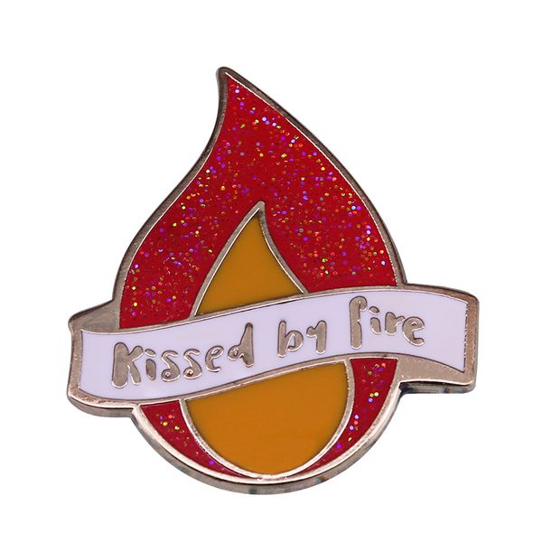 other fashion accessories kissed by fire enamel pin inspired brooch, Silver
other fashion accessories kissed by fire enamel pin inspired brooch, Silver