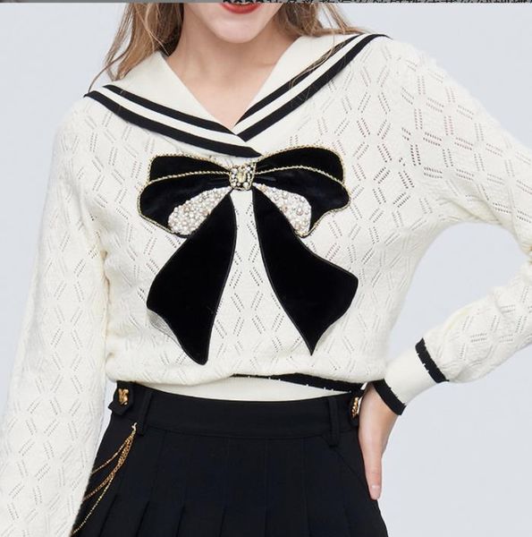 1009 l 2022 milan runway autumn sweater long sleeve lapel neck red white fashion clothes womens shang, White;black
1009 l 2022 milan runway autumn sweater long sleeve lapel neck red white fashion clothes womens shang, White;black
