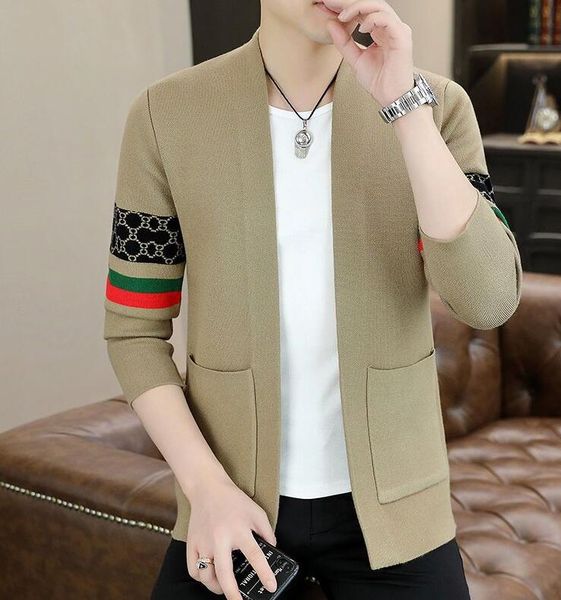 new fall winter luxury sweaters bee embroidery cardigan red green splicing men korean slim men's sweater soft warm wool mens cardigans, White;black
new fall winter luxury sweaters bee embroidery cardigan red green splicing men korean slim men's sweater soft warm wool mens cardigans, White;black
