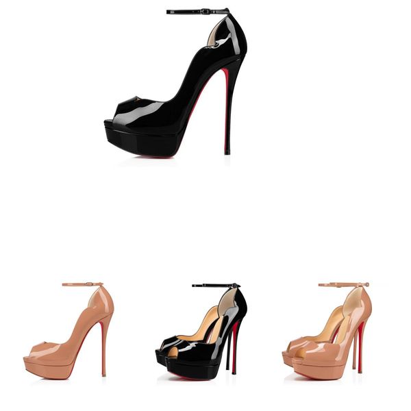 22s sandals high heeled shoes evening dress red soled luxury round 150mm women's summer thick soled fish mouth ankle strap patent leath, Black
22s sandals high heeled shoes evening dress red soled luxury round 150mm women's summer thick soled fish mouth ankle strap patent leath, Black