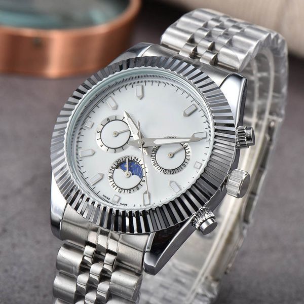luxury brand men's quartz movement watch business leisure multi-function three eye satch moon phase waterproof luminous stainless steel, Slivery;brown
luxury brand men's quartz movement watch business leisure multi-function three eye satch moon phase waterproof luminous stainless steel, Slivery;brown