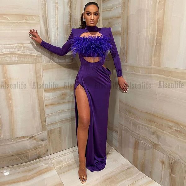 middle east prom dresses long sleeves with feathers spandex vestidos de gala slit formal evening party wear, Black
middle east prom dresses long sleeves with feathers spandex vestidos de gala slit formal evening party wear, Black