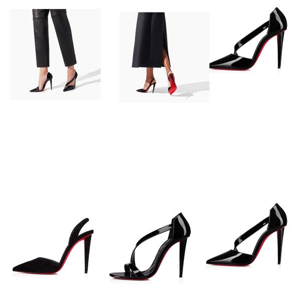 sandals high heel shoes sling 100 mm women's suede luxury brand summer red soles pointed open leather designer famous astrideu 35-43, Black
sandals high heel shoes sling 100 mm women's suede luxury brand summer red soles pointed open leather designer famous astrideu 35-43, Black