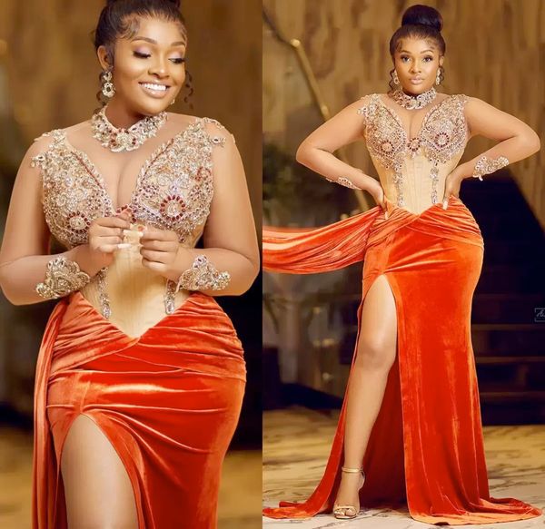 orange prom dresses long sleeves luxury crystals beaded side slit velvet high neck floor length cocktail party evening gown vestido custom m, Black
orange prom dresses long sleeves luxury crystals beaded side slit velvet high neck floor length cocktail party evening gown vestido custom m, Black