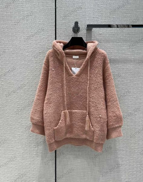 women sweater blended fabric knitted hooded sweaters v-neck drawstring large pocket thickened pullover knitwear cute girl style warm womens, White;black
women sweater blended fabric knitted hooded sweaters v-neck drawstring large pocket thickened pullover knitwear cute girl style warm womens, White;black