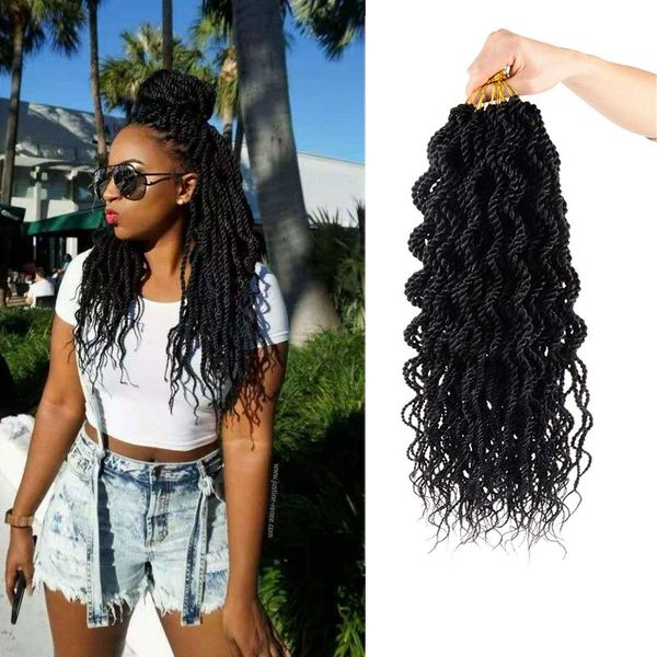 18 inch curly twist crochet hair wavy senegalese twist crochet hair braids braids wavy ends synthetic hair extensions ls32, Black
18 inch curly twist crochet hair wavy senegalese twist crochet hair braids braids wavy ends synthetic hair extensions ls32, Black