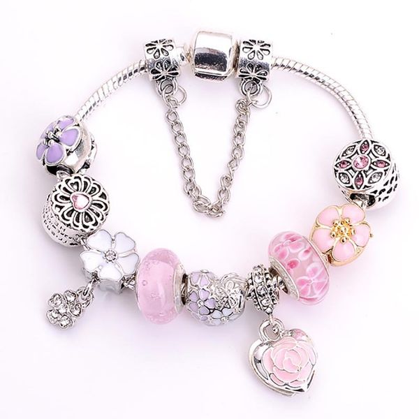 fashion pandora style charm bracelet women cherry blossom european charm beads pink heart flower dangle fits pandora charm bracelets necklac, Golden;silver
fashion pandora style charm bracelet women cherry blossom european charm beads pink heart flower dangle fits pandora charm bracelets necklac, Golden;silver