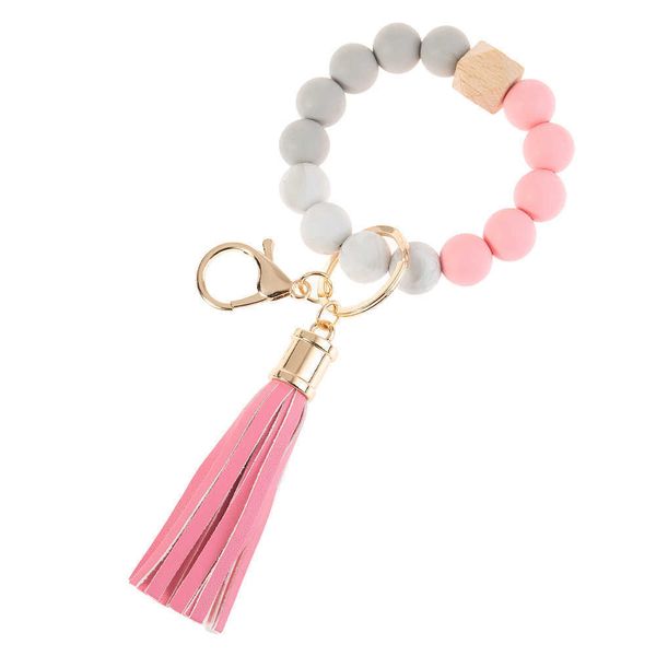 keychain leather tassel wooden bead food grade silicone bracelet key ring car access control personality fashion chain 14 colors cute romant, Silver
keychain leather tassel wooden bead food grade silicone bracelet key ring car access control personality fashion chain 14 colors cute romant, Silver