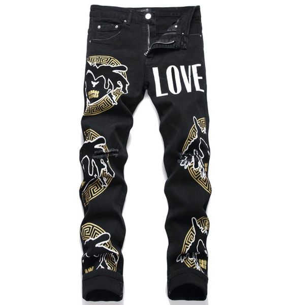 men's jeans love are printed in mid-waisted black trousers with small feet jean pants sz3bp368jeans, Blue
men's jeans love are printed in mid-waisted black trousers with small feet jean pants sz3bp368jeans, Blue