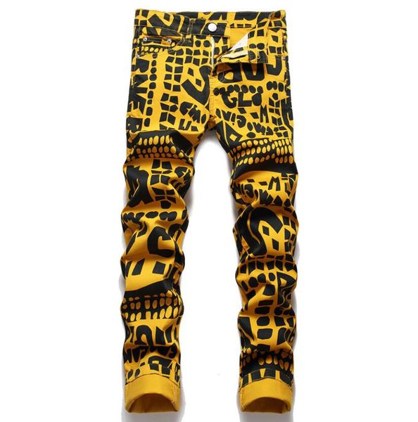punk style men's slim fit jeans stretch hip hop digital printing yellow denim pants midwaist breathable male sz5bp734jeans, Blue
punk style men's slim fit jeans stretch hip hop digital printing yellow denim pants midwaist breathable male sz5bp734jeans, Blue