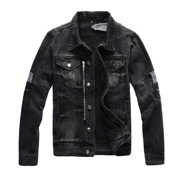 brand designer ripped jeans jackets hi street distressed denim trucker outerwear with holes streetwear clothing men's309k, Black;brown
brand designer ripped jeans jackets hi street distressed denim trucker outerwear with holes streetwear clothing men's309k, Black;brown