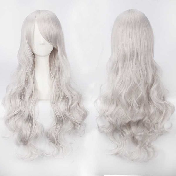 fashion girl's golden pale gold rice white 80cm long curly hair anime wig, Black
fashion girl's golden pale gold rice white 80cm long curly hair anime wig, Black