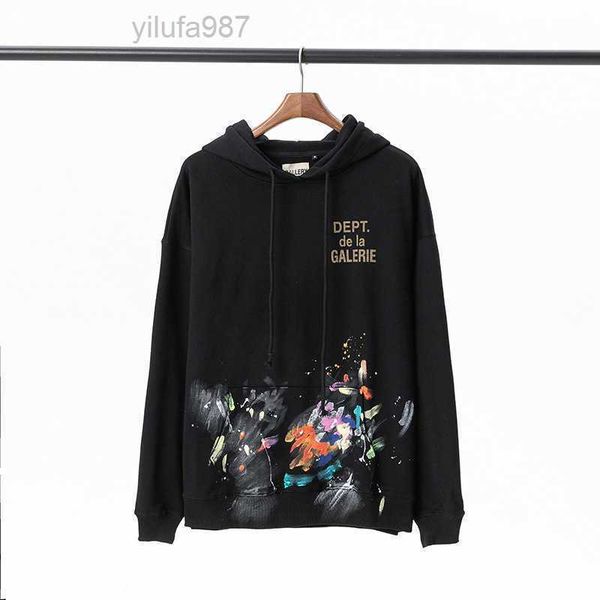 men's hoodies sweatshirts fashion mens designer version hand-painted graffiti splash ink old letters printed terry hood, Black 
men's hoodies sweatshirts fashion mens designer version hand-painted graffiti splash ink old letters printed terry hood, Black