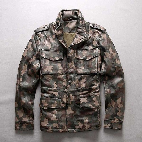men's fashion camouflage genuine leather jacket safari style slim fit sheepskin motorcycle coat, Black
men's fashion camouflage genuine leather jacket safari style slim fit sheepskin motorcycle coat, Black