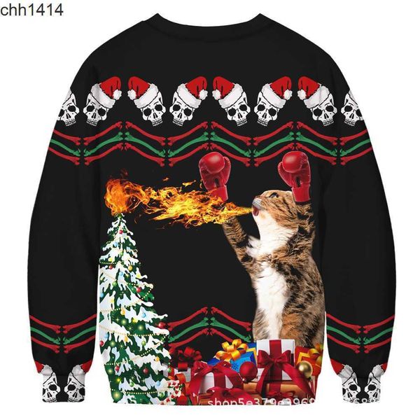 halloween animal cat star man 3d digital full color printing men's long sleeve essentials pullover sweater, Black
halloween animal cat star man 3d digital full color printing men's long sleeve essentials pullover sweater, Black