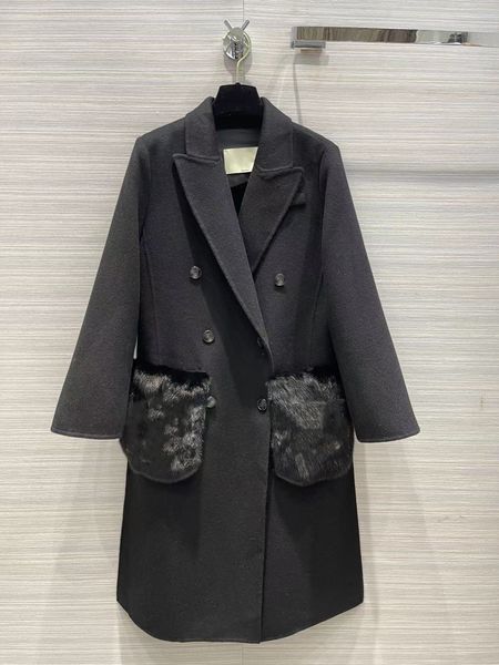 women's wool blends milan runway autumn winter lapel neck long sleeve designer coat brand same style outerwear 10-1 os1h, Black
women's wool blends milan runway autumn winter lapel neck long sleeve designer coat brand same style outerwear 10-1 os1h, Black