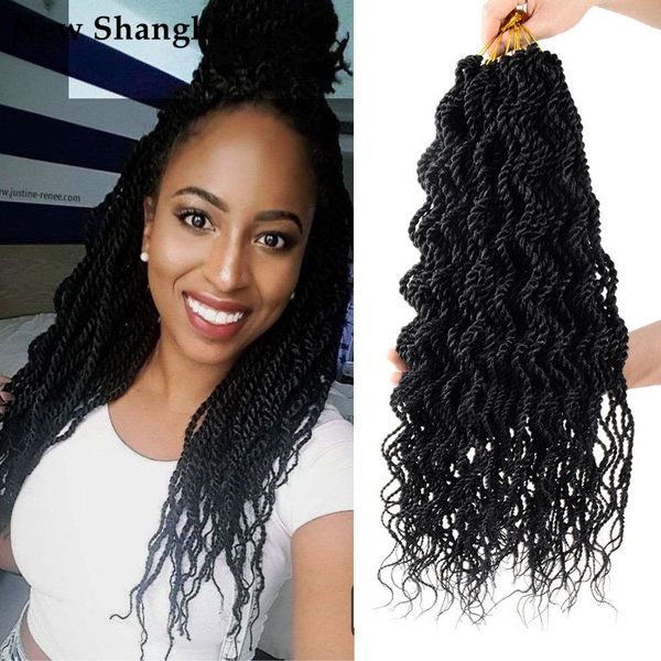 18 inch wavy senegalese twist crochet braids hair pre looped twist braids goddess senegal twist braiding hair with curly ends bs32, Black
18 inch wavy senegalese twist crochet braids hair pre looped twist braids goddess senegal twist braiding hair with curly ends bs32, Black