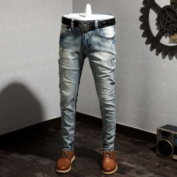 2022 spring slimming new product white washed skinny jeans men's fashion brand youth leggings denim pants, Blue
2022 spring slimming new product white washed skinny jeans men's fashion brand youth leggings denim pants, Blue