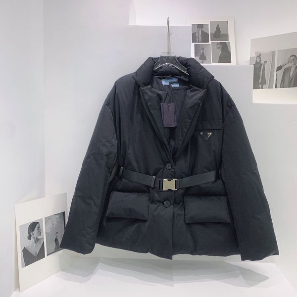 2022 women's down designers long sleeve jackets letter elastic belt rope hem clothes stand mens lapel neck, Black
2022 women's down designers long sleeve jackets letter elastic belt rope hem clothes stand mens lapel neck, Black