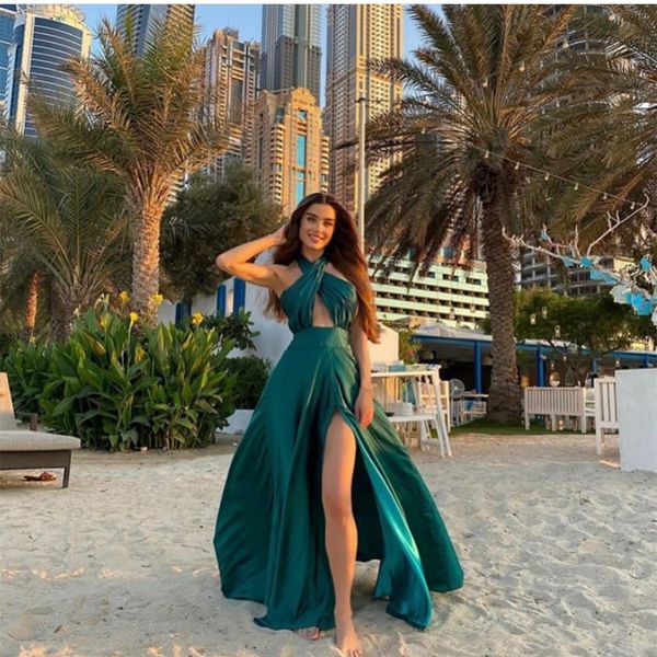 long green muslim evening dresses with slit a-line satin pleated backless floor length robe de mariee party prom gowns, Black;red
long green muslim evening dresses with slit a-line satin pleated backless floor length robe de mariee party prom gowns, Black;red