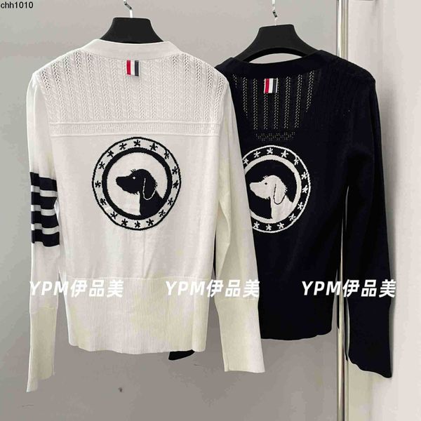 designer 22 autumn new tb sweater college style dog jacquard knitted cardigan coat for women, White;black
designer 22 autumn new tb sweater college style dog jacquard knitted cardigan coat for women, White;black