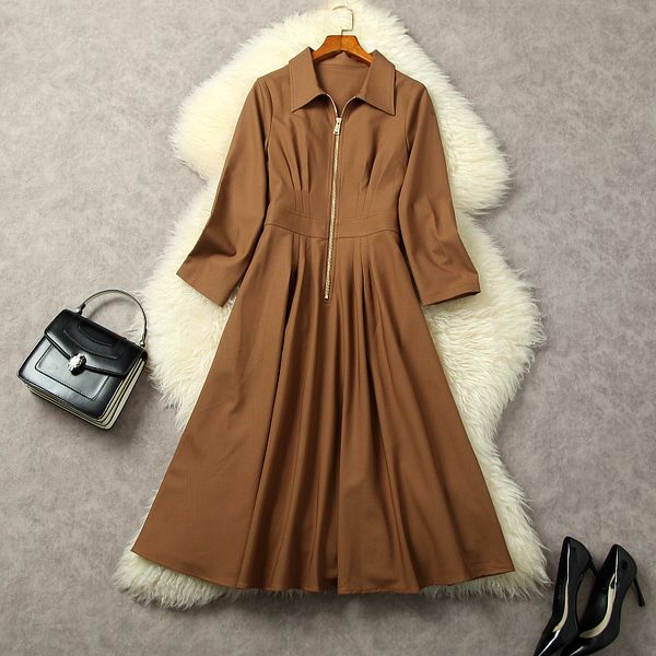 casual dresses new european and american women's wear for winter 2022 long sleeve lapel zippered pleats fashion solid color dress, Black;gray
casual dresses new european and american women's wear for winter 2022 long sleeve lapel zippered pleats fashion solid color dress, Black;gray